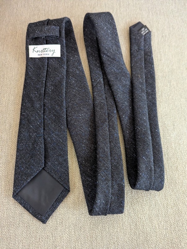 Knottery New York Mens Skinny Neck Tie Dark Blue Handmade 60 Inch Cotton