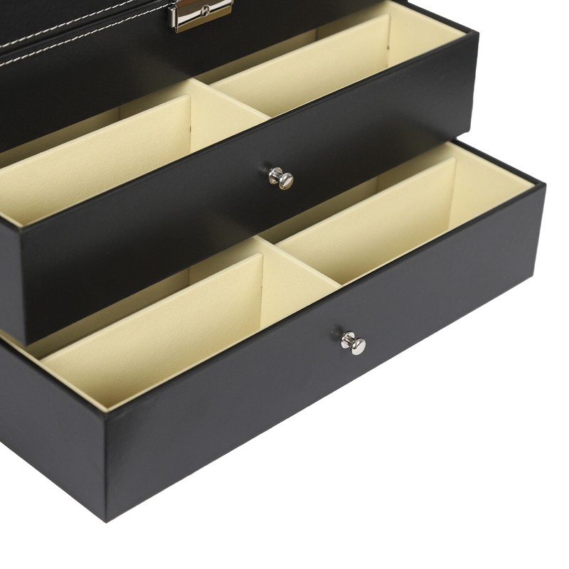 Sunglasses Storage Box 3 Layer 24 Slot Black Glasses Organizer Display Case MDF gallery