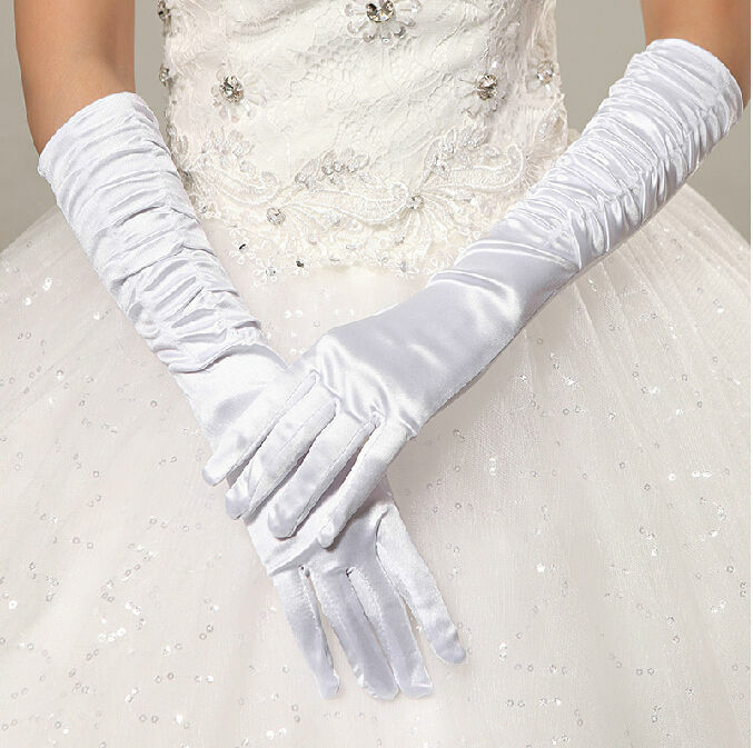 Elbow Satin Opera Stretch Gloves Evening Party Dance Gloves for Women Costume US