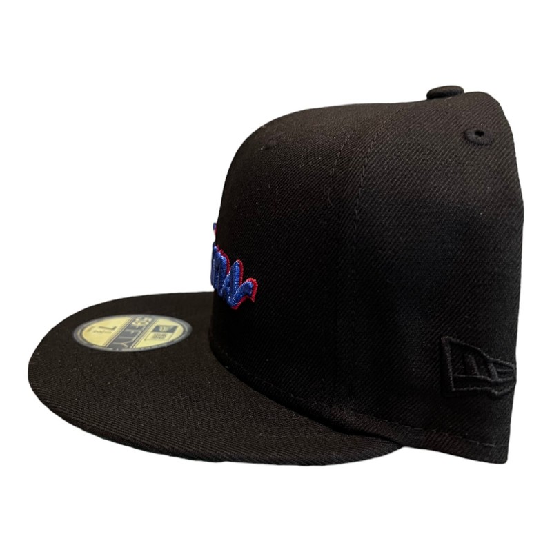 New Era Cleveland Indians 59FIFTY Fitted Hat Cap Black W/ Chief Wahoo Pin 7 3/4 gallery