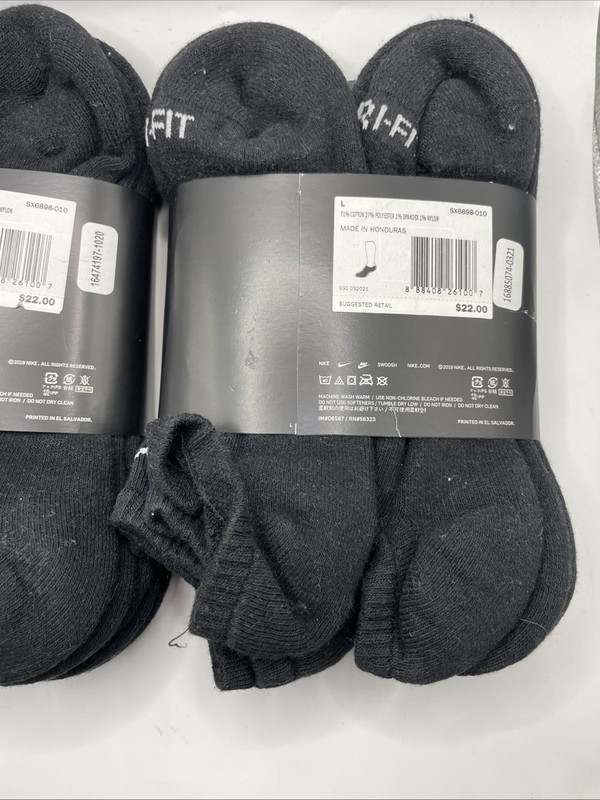 Nike 12pairs Unisex Everyday Plus Cushioned No Show Black Socks Mens Size L 8-12 gallery
