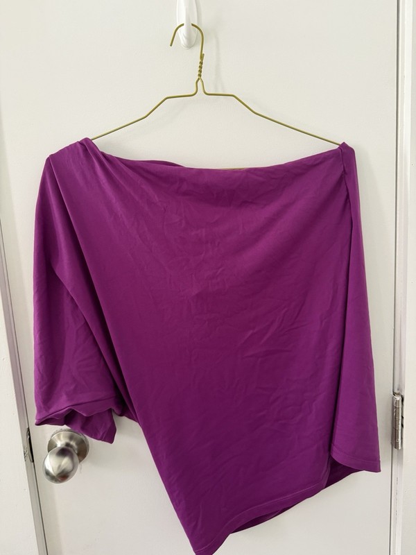 Susana Monaco One Shoulder Off Shoulder Asymmetrical Purple Top Boho Soft Sz L