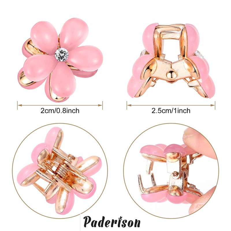 Paderison 10Pcs Crystal-Adorned Mini Hair 10 Count (Pack of 1), Pink gallery