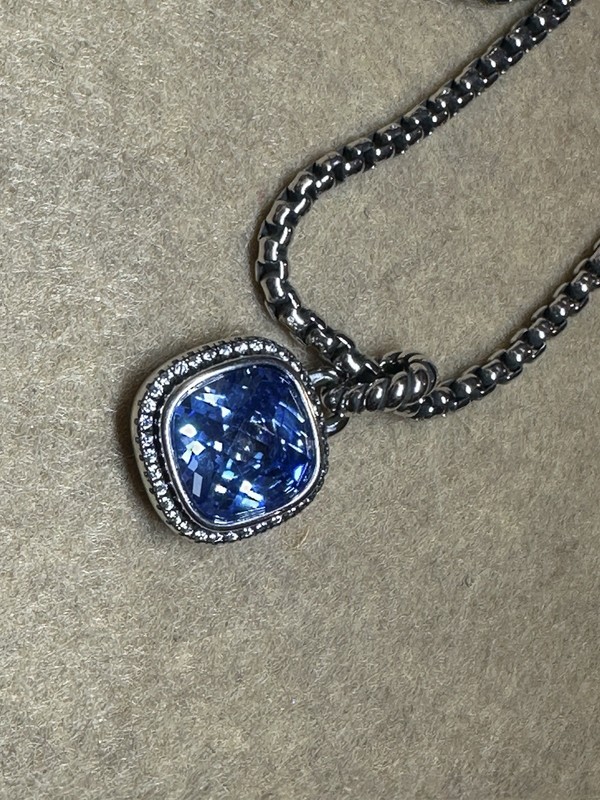 David.yurman Sterling Silver 925 Blue Topaz 14 Mm Necklace 18”