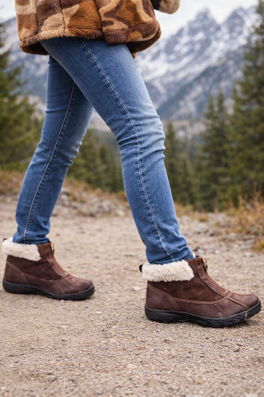 NWOT-UGG Hapsburg Duck Boots Women 10 Zip Brown Leather Waterproof Shearling gallery