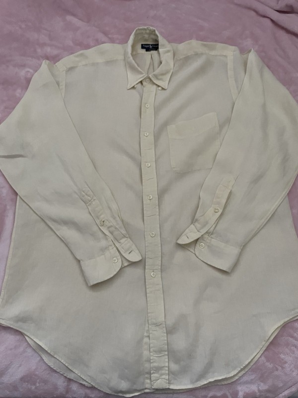 Ralph Lauren Blake Men’s XL Beige Linen Button-Down Long Sleeve Button-Up