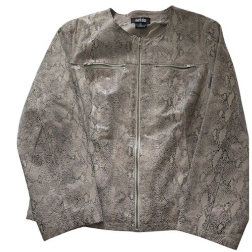 Mark Alan Snake Print Genuine Leather Jacket Womens XL Zipper Front Pockets