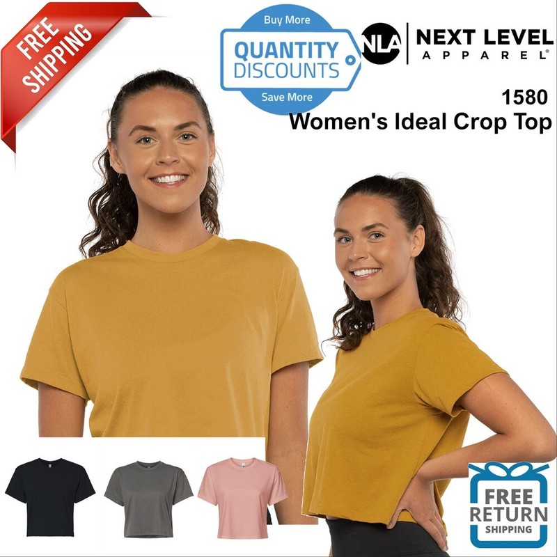 Next Level Women Short Sleeve Ideal Crop Tee Shirt 1580 Up To 3XL