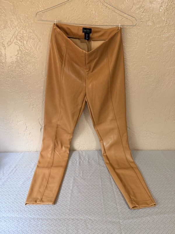 Nicole Miller New York Women’s Dress Pants Tan Faux Leather