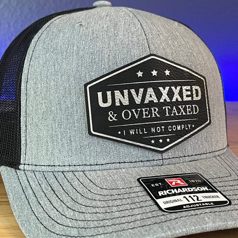 UNVAXXED & OVER TAXED Leather Patch Hat BLK/SILVER gallery