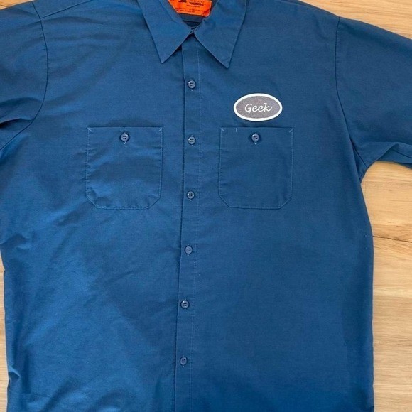 Red Kap blue Geek Patch Garage work shirt- Size XL