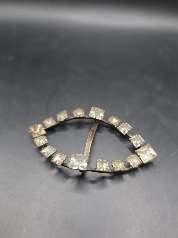 Czechoslovakia Antique Art Deco Paste Stone Slide Buckle.