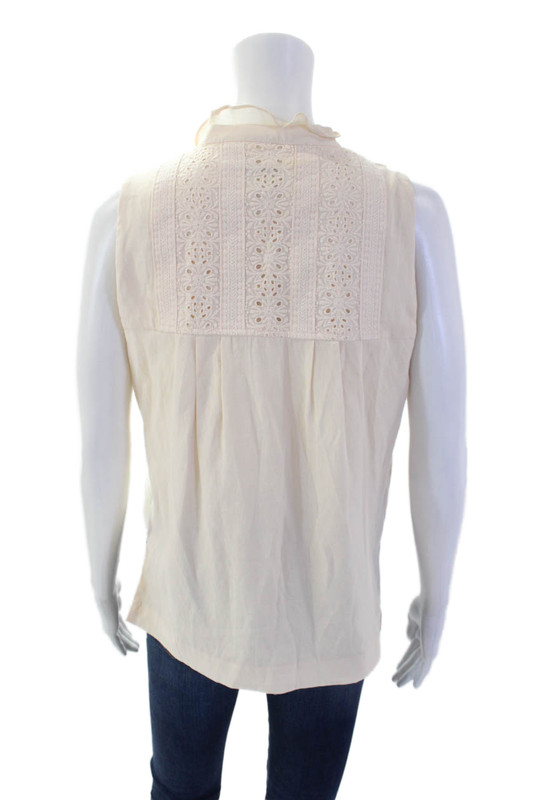 Intermix Womens Sleeveless Ruffle Lace Detail Button Down Blouse Pink Size S gallery