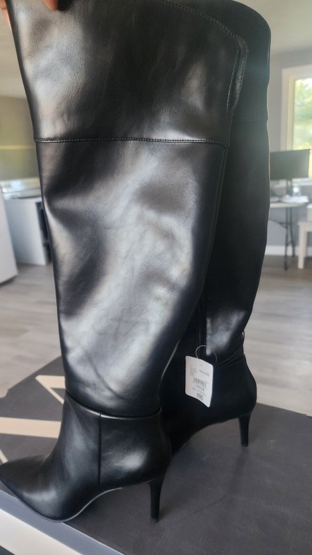 Worthington Overhill Women’s Black Knee High Zip Boots Pointed Toe Faux Leather