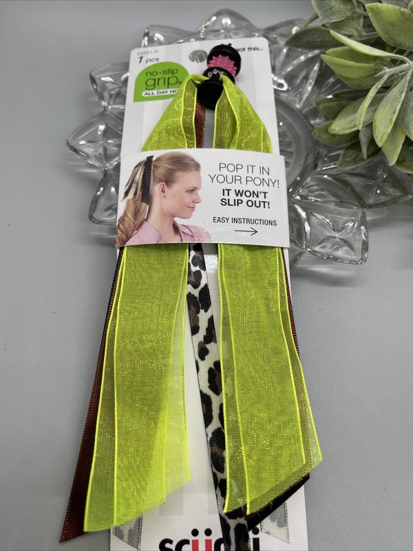 Scunci No Slip Grip All Day Hold – Pop It In Your Pony Lime Animal Print Multi