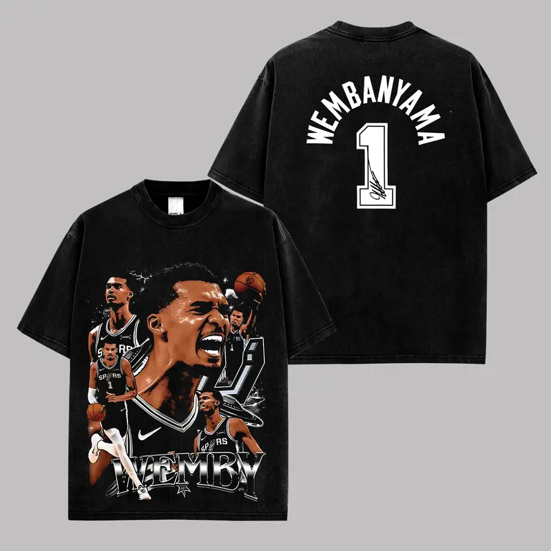 Victor Wembanyama Wemby Vintage Basketball Graphic T-Shirt Spurs Tee