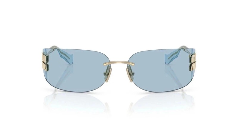 Miu Miu MU A51S ZVN10P Gold Light Blue Lens Women Wrap Sunglasses New! gallery
