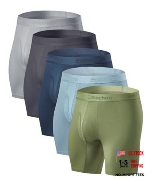 5 Pack Men's Underwear,Rayon Made from Bamboo Cooling Boxer Large Multi-b&g