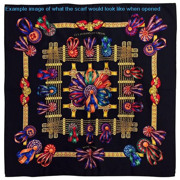 HERMÈS Vintage Silk Scarf LES RUBANS DU CHEVAL Black, never used, original box gallery