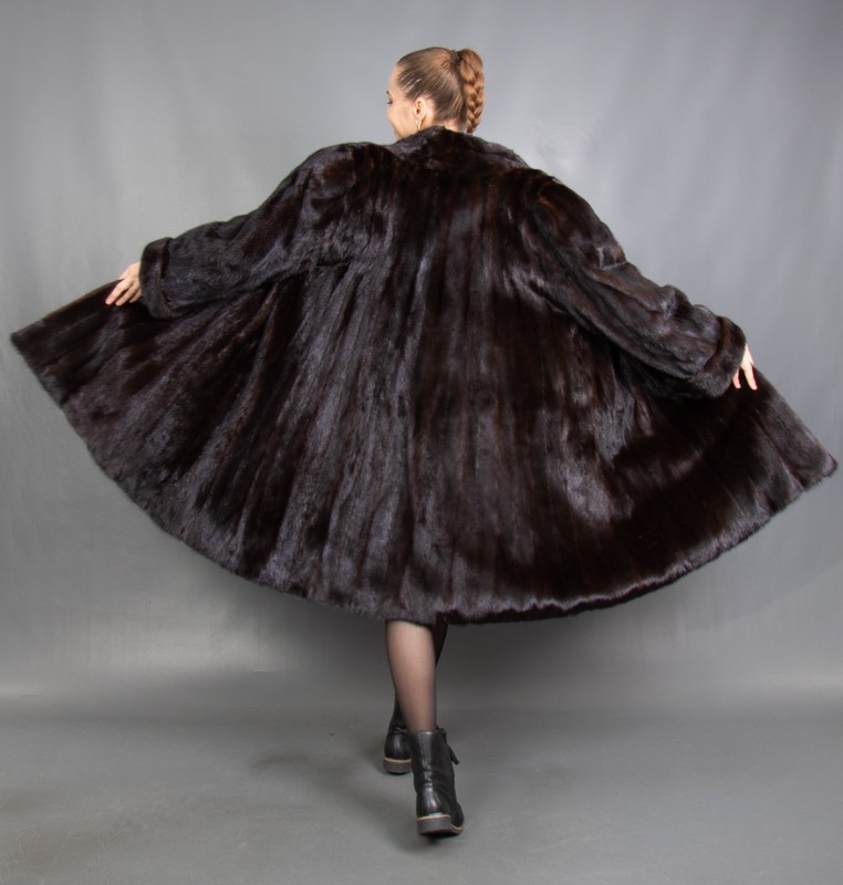 17859 GLAMOROUS REAL SAGA MINK COAT LUXURY FUR JACKET SWINGER BEAUTIFUL SIZE L