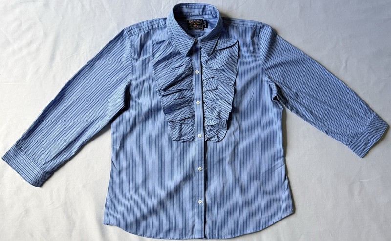 American Living women’s Blue Striped Classic Fit Dress Shirt L 34/35 100%Cotton