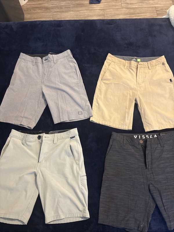 Lot Of 4 Quiksilver, Vissla, Volcom, Billabong Shorts Size 28/29. Grey Black Tan