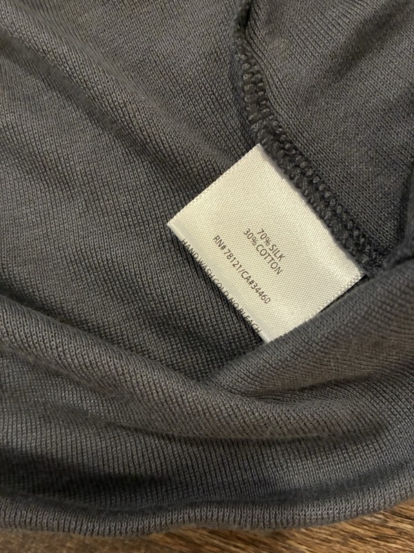 Eileen Fisher Gray Silk Cotton Knit Sheer Scoop Neck Wide Strap Tank Top S gallery