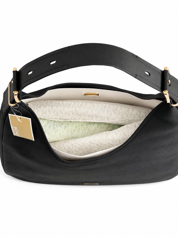 Michael Kors Large Black Leather Shoulder Bag Gold Hardware NWT gallery