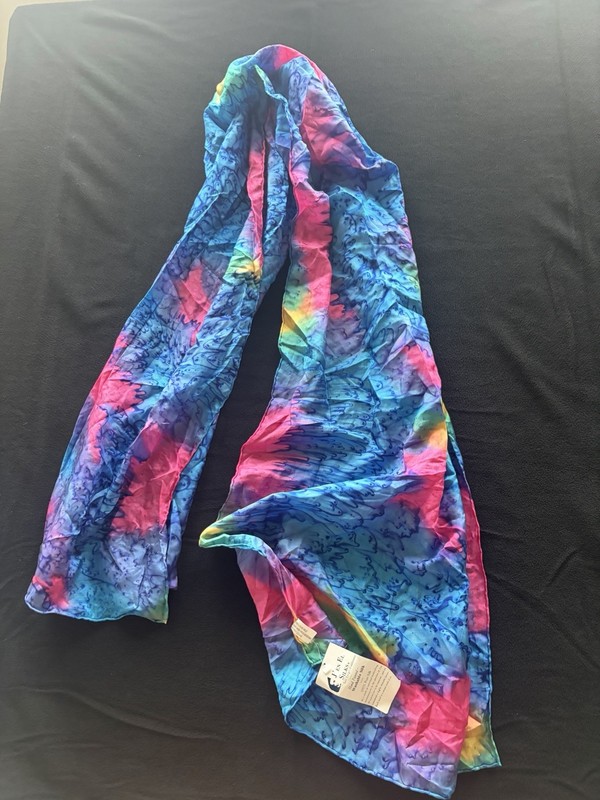 J’en El Silks Hand Painted Washable Silk Rectangle Scarf, Abstract Multicolor