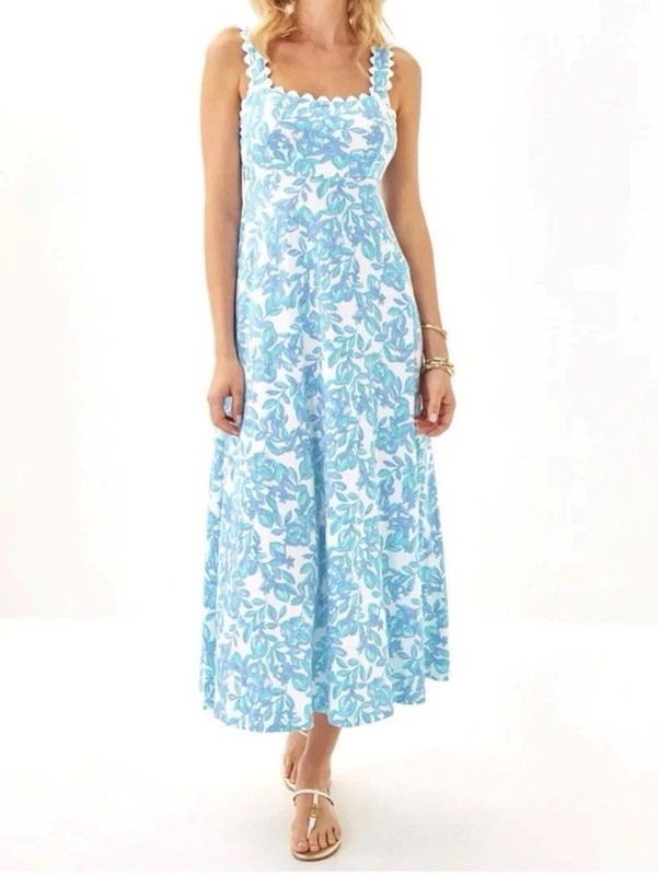 LILLY PULITZER DWYER MIDI DRESS *SIMPLY THE ZEST* JACARANDA BLUE Size Small