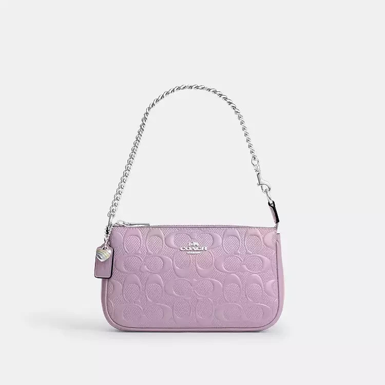 NWT COACH Nolita 19 Signature Leather With Heart Charm CCZ27 Silver/Light Violet