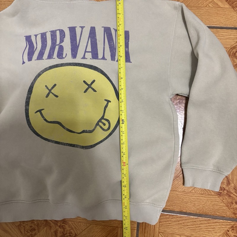 ZARA Boys Nirvana Band Graphic Print Pullover Hoodie Beige 13-14 (CM 164) gallery