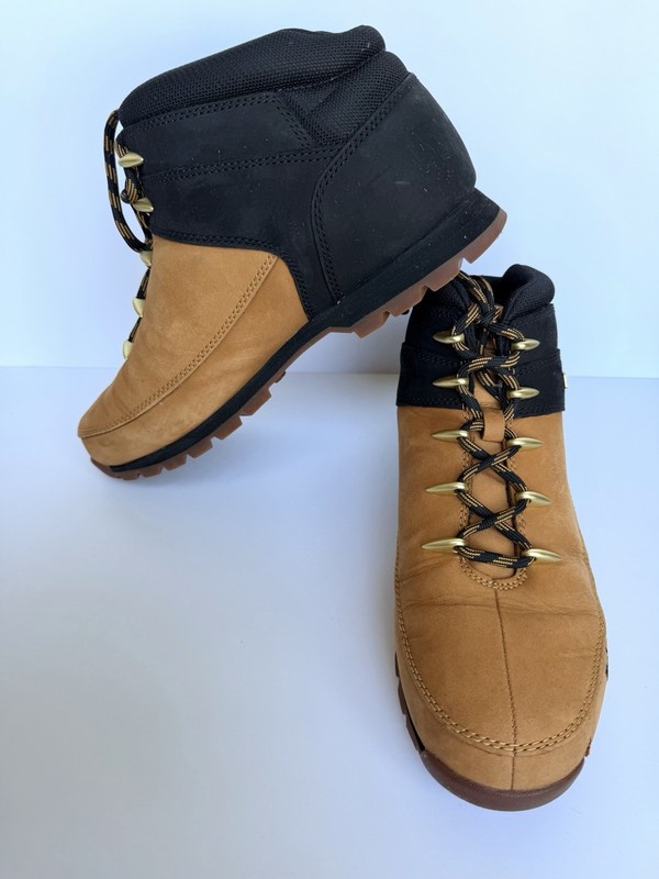 Timberland Men’s Hiker Ankle Boots Leather Beige/Black Lace-Up US 11.5 gallery