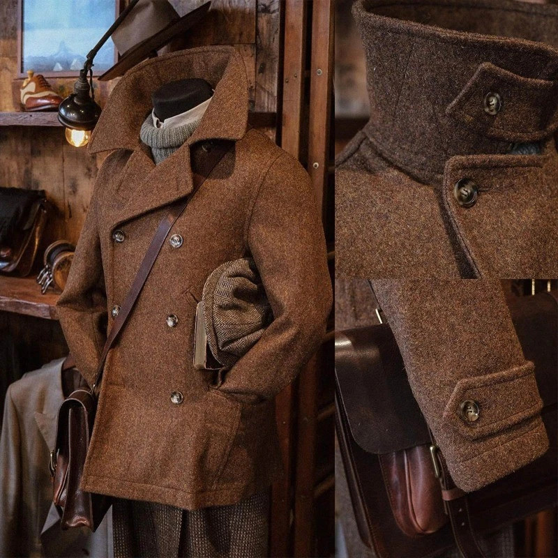 Winter Windproof Trench Coat Warm Thick Jacket Double Breasted Hunting Costumes