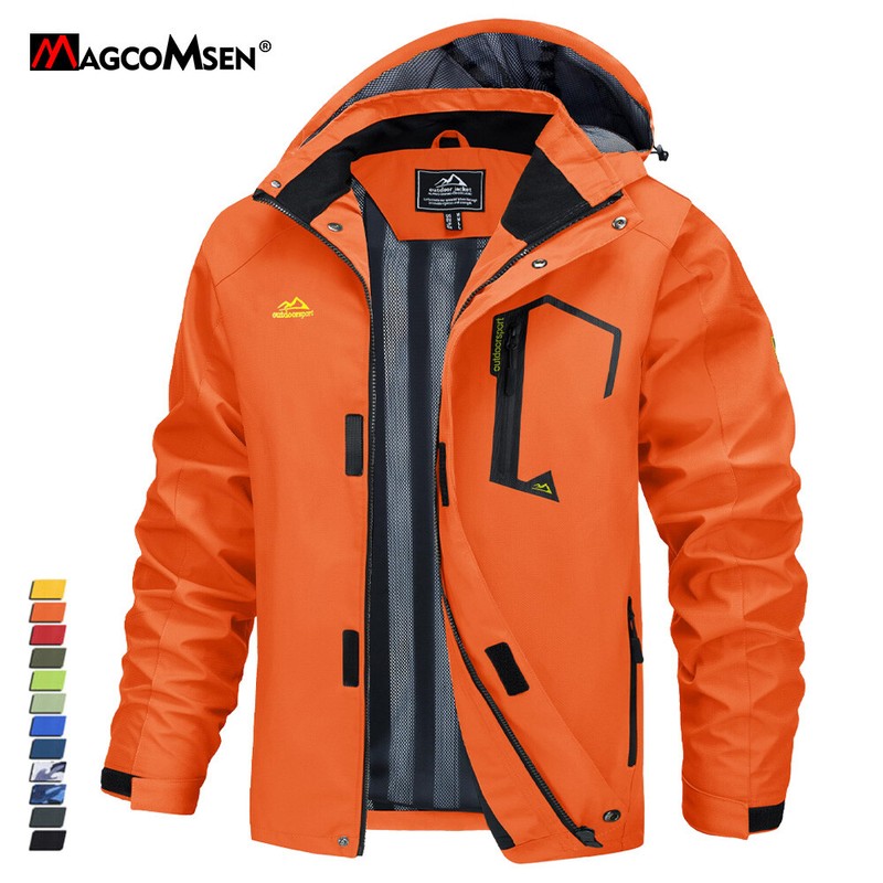 Men’s Lightweight Waterproof Jackets Hiking Hoodie Outdoor Casual Work Rain Coat