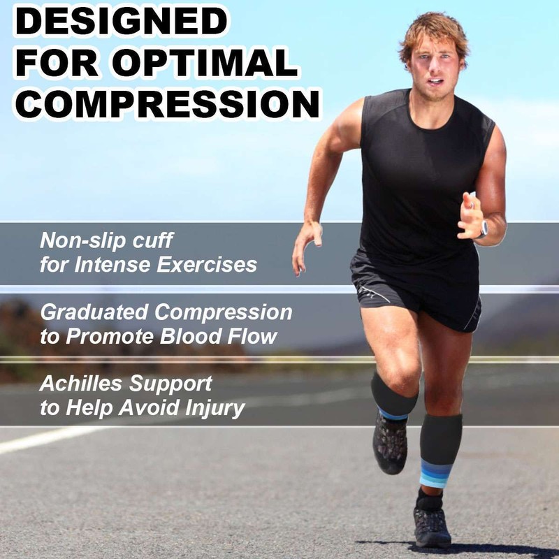 Leg Support Brace Calf Compression Sleeve Socks with Strap Sport Pain Relief US gallery