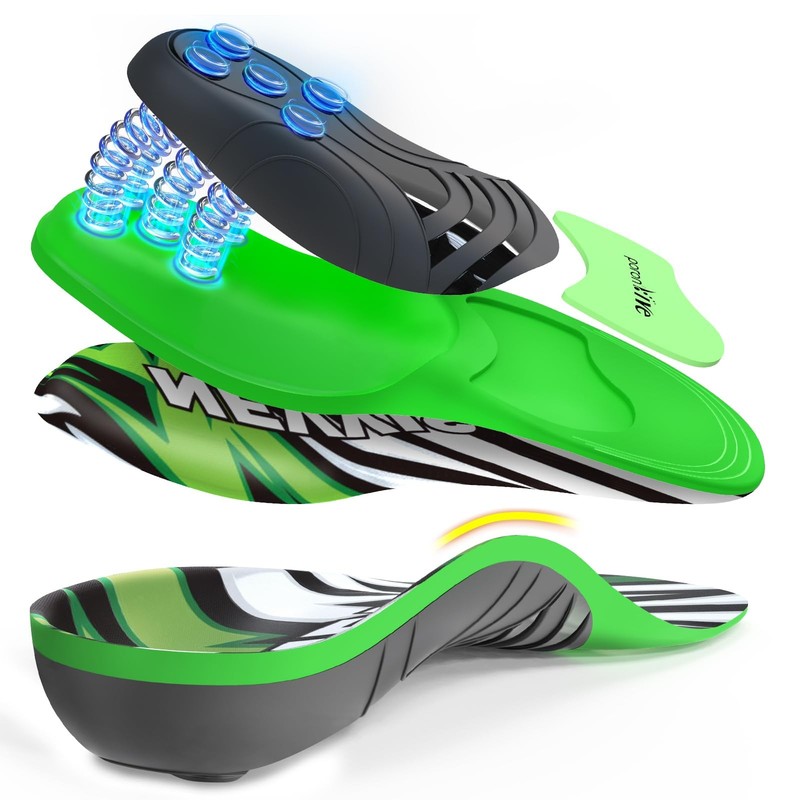 Dynamic Spring Plantar Fasciitis Insoles for Flat Feet, 250 lb Heavy Duty Wor…