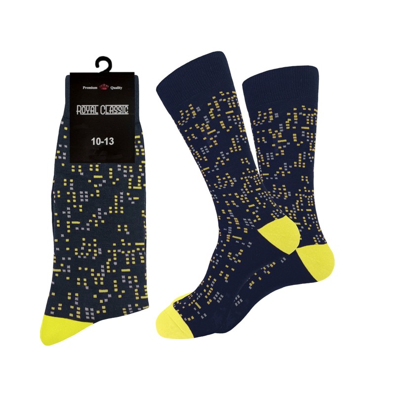 1-3-6-12 PAIRS DRESS SOCKS COTTON SOCKS SIZE 10-13 NAVY YELLOW TRUE TO SIZE