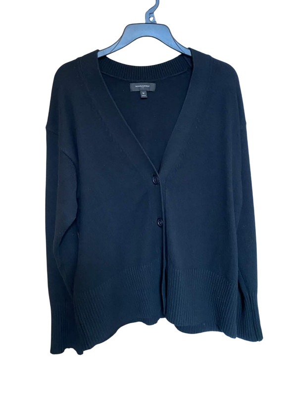 Banana Republic Perfectly Soft Cardigan Black Cotton Blend Relaxed Fit V-Neck