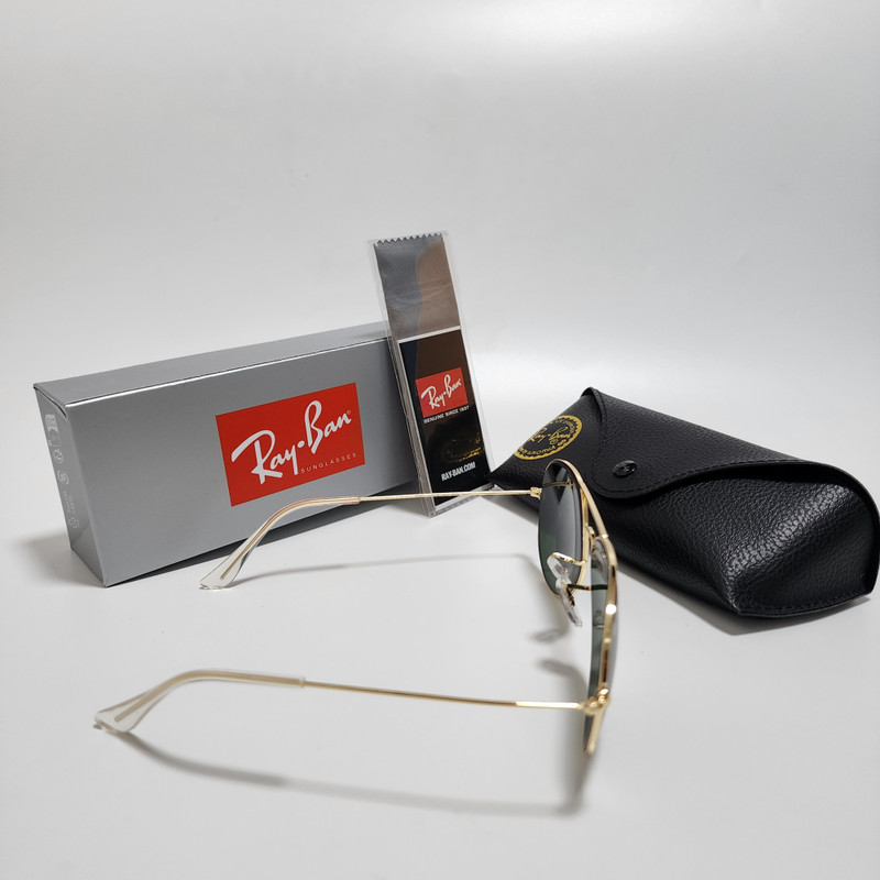 Ray-Ban RB3025 Aviator Sunglasses Gold Frame Green Glass Lens 58mm USA Shipping gallery