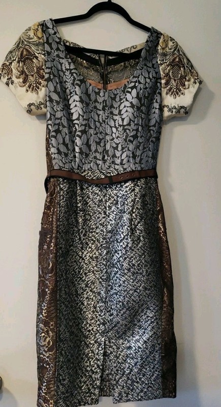 Beguile by Byron Lars Dress Sz 8 Anthropologie Brocade Floral - FLAW (K gallery