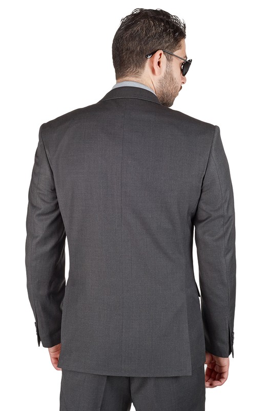 Slim Fit Men Suit 2 Button Dark Charcoal Grey Notch Lapel Double Vented By AZAR gallery