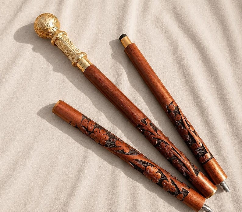 Handmade Gothic Fantasy Cane Medieval Wooden Walking Stick Collectible gift item