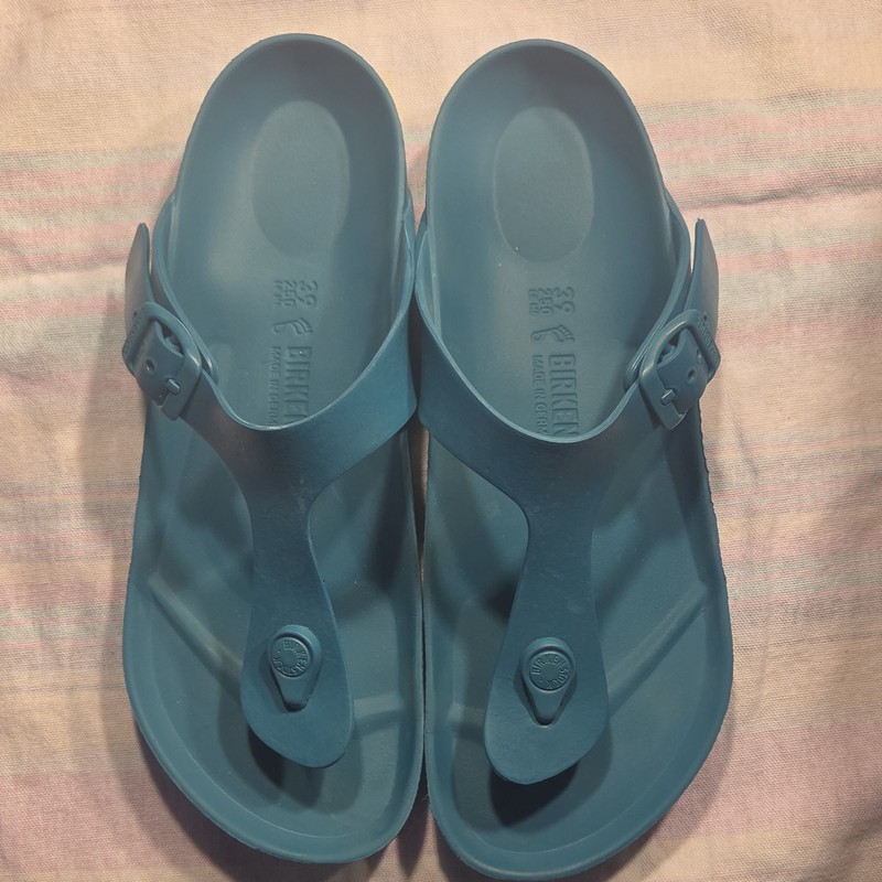 Birkenstock Women’s Turquoise Thong Sandals Gizeh EVA Waterproof EU 39 US 8 -8.5 gallery