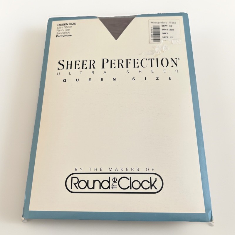 Sheer Perfection Ultra Sheer Queen Size Pantyhose Grey Vintage Montgomery Ward
