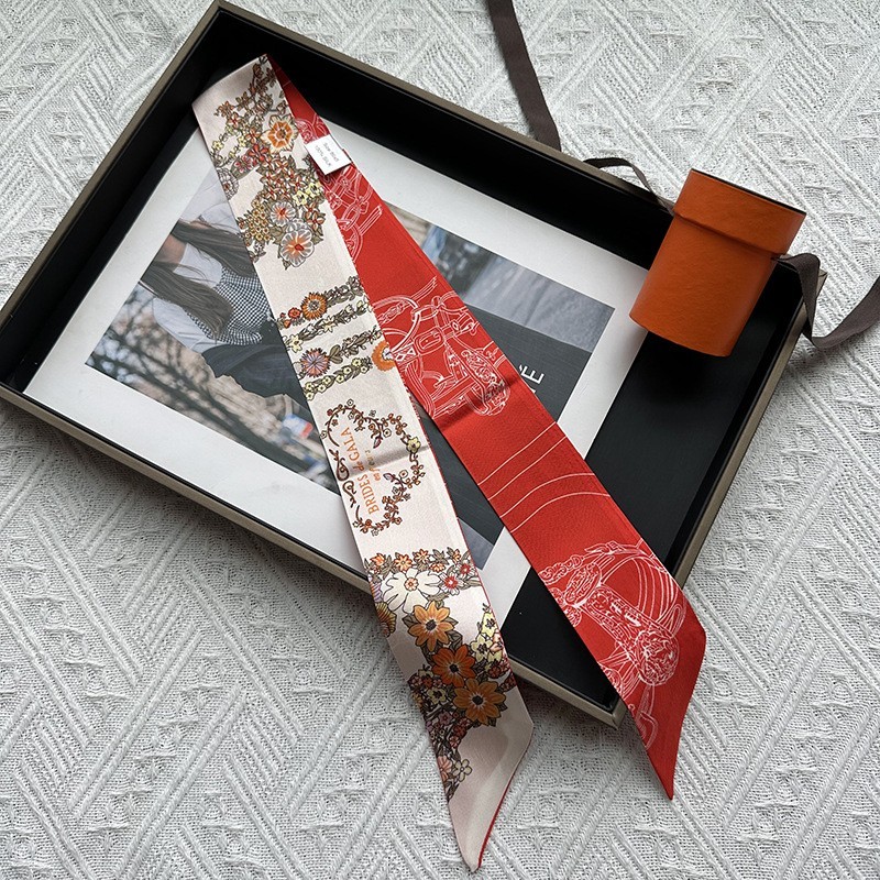 100% SILK Women Scarf Wrap Hair Ribbon Handbag Handle Neck Headware Accessories
