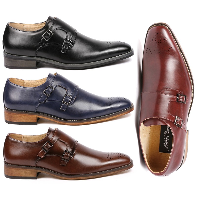 Metrocharm MC101 Men’s Double Monk Strap Slip On Loafers Dress Shoes