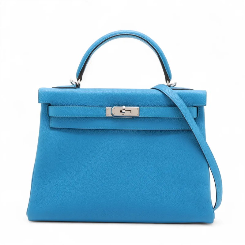 Hermès Kelly 32 Le Tournay Togo blue zanzibar Silver Metal Fittings A:2017
