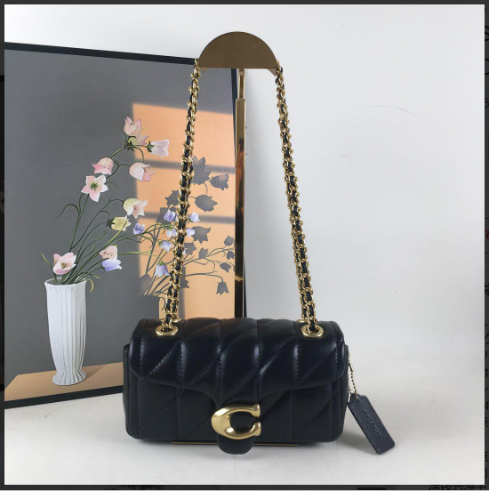 COACH CP149 Tabby Shoulder Bag 20 Quilting Nappa Leather Black Gold Outlet NEW S gallery