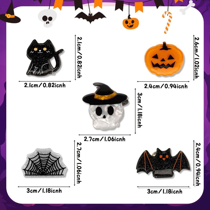 10Pcs Mini Halloween Hair Claw Clips for Girls 1 Count (Pack of 10), Set-A gallery
